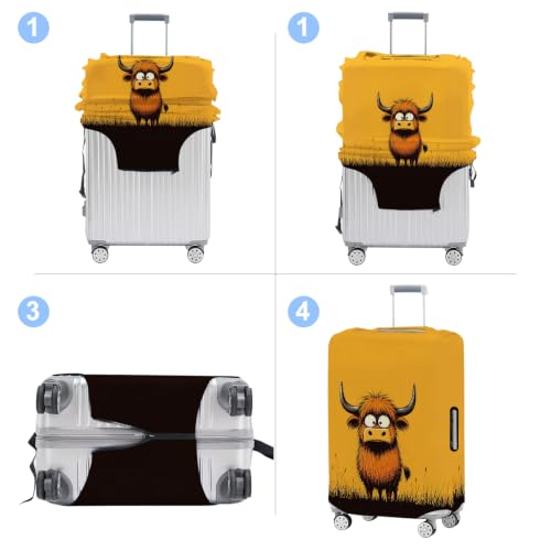 Highland Cow Luggage Cover Washable Suitcase Protector Anti (Highland Cow / XL(32-34inch suitcase))