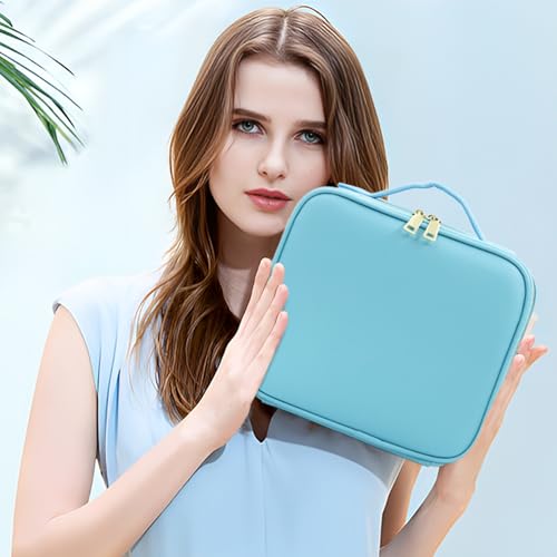 Makeup Organizer Bag with Mirror (Blue / Integrated)