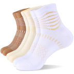 Ankle Compression Socks Women Men Plantar Fasciitis Relief 3 Pairs (Small / Light Brown+oatmeal+white-khaki(3 Pairs))