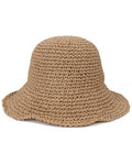 Womens Crochet Straw Sun Hat Foldable Floppy Wide Brim Beach Hat for Summer (One Size / Khaki)