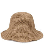 Womens Crochet Straw Sun Hat Foldable Floppy Wide Brim Beach Hat for Summer (One Size / Khaki)