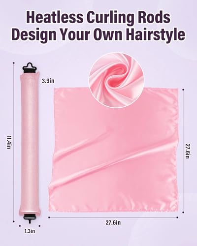 Heatless Hair Curler Overnight Curls (Pink)