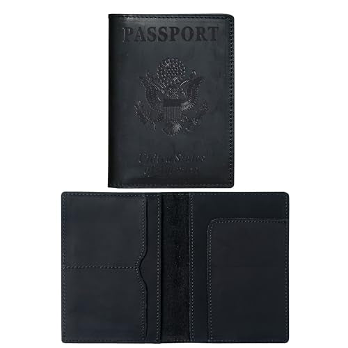 Leather Passport Holder (Black / Usa Great Seal)