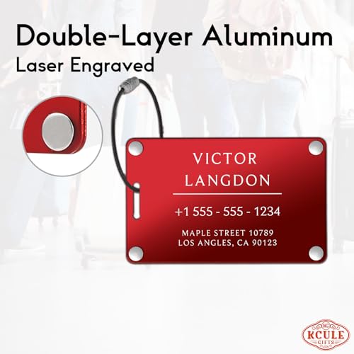 Personalized Luggage Tags for Suitcases (Pure Text-red-largename)