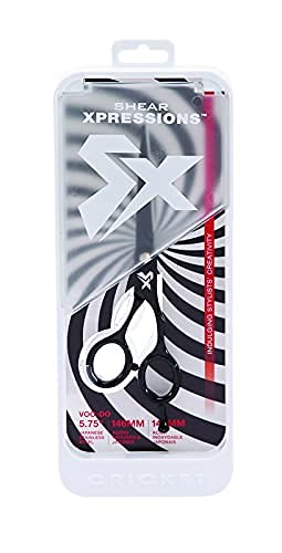 Cricket Shear Xpressions 5.75" Professional Hair Cutting Scissors - Barber Scissors, Japanese Stainless Steel, Comfort Silencer, Ideal for Stylists and Home Use, Voo Do Black