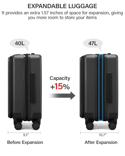 20 Inch Expandable Carry On Luggage 22x14x9 Airline Approved (Graphite Grey / 20 Inch EXT)