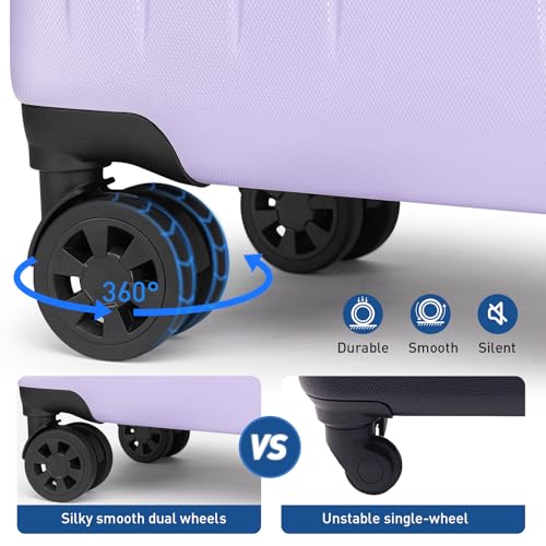 Luggage Sets 2 Piece Hardshell Suitcase (Light Purple / 2Pcs Set(20"/24"))