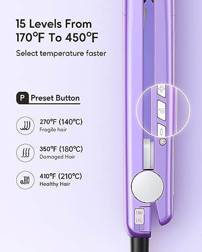 Pro Flat Iron Hair Straightener (1 inch / Purple)