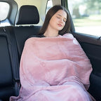Premium Soft Rolled Travel Blanket Airplane Long Flights (Travel / R02-pink)
