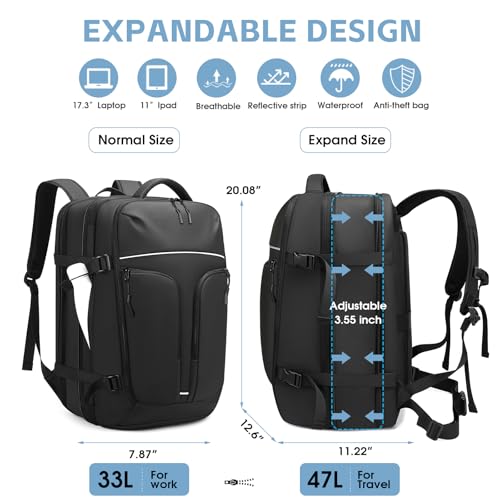 Vacuum Compression Backpack for Travel (Black-b50l)