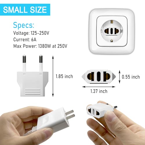 6 Pack European Travel Plug Adapter (6 Pack White)