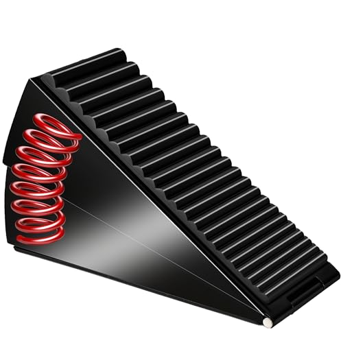 Large Door Stopper Premium Spring Adjustable Rubber Wedge (Black-0ne)