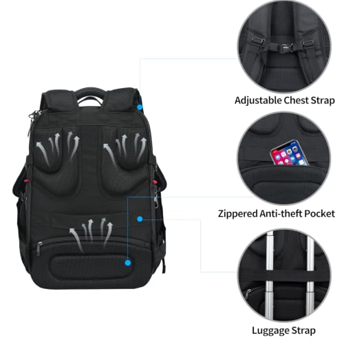Laptop Backpack 17.3 Inch Computer Backpack for Men (Black/Burgundy / 17.3 inch)