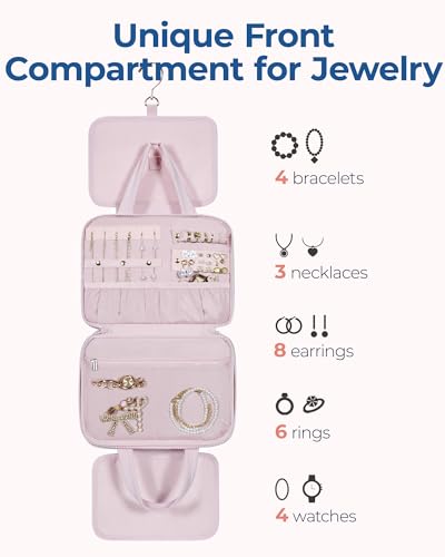 Travel Toiletry Bag with Jewelry Organizer (Pink-2 / Style2-medium Size)