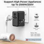 70W GaN Universal Travel Adapter with USB (70W Black-Gray)
