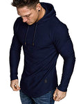 Mens Fashion Athletic Hoodies Sport Sweatshirt Solid Color Fleece Pullover Navy X (X-Large / Navy)