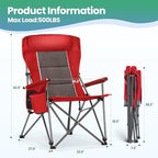 Oversized Outdoor Camping Chairs Support 500 LBS 2 Pack (Twin Pack / Red)