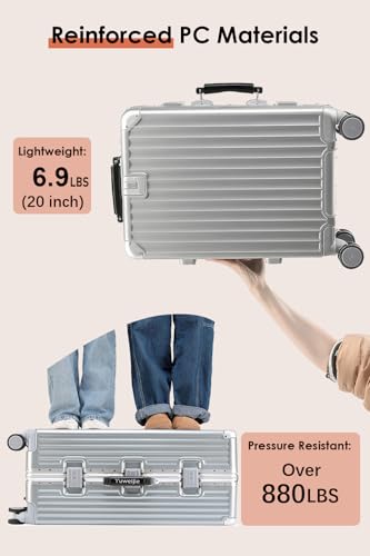 26 Inch Checked Luggage with Leather Handle (Silver (Brown Leather) / Checked in 26inch)
