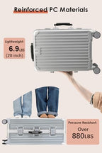 24 Inch Checked Luggage with Leather Handle (White / Checked in 24inch)