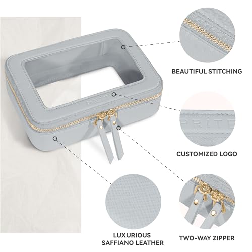 Clear Makeup Bag Travel Cosmetic Organizer Toiletry Case for Women (Grey / Standard - Single Layer)