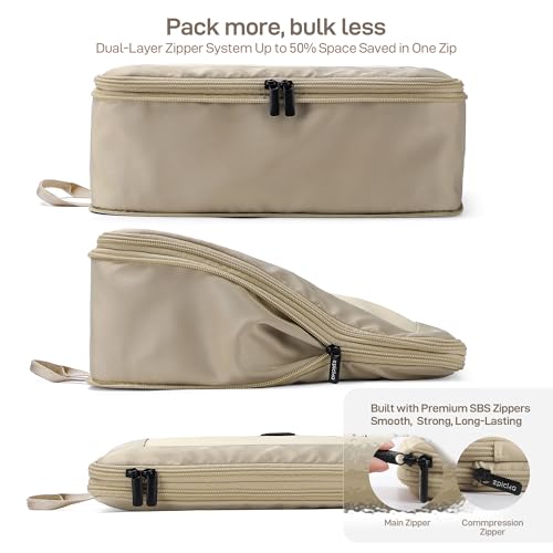 TripCozy Compression Packing Cubes (Khaki / Set of 6)