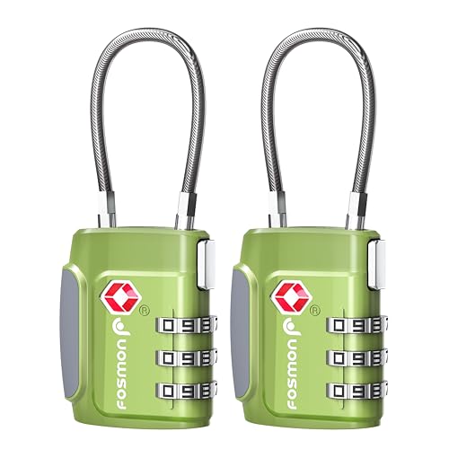 TSA Approved Cable Luggage Locks (3 Digit green 2 pack)