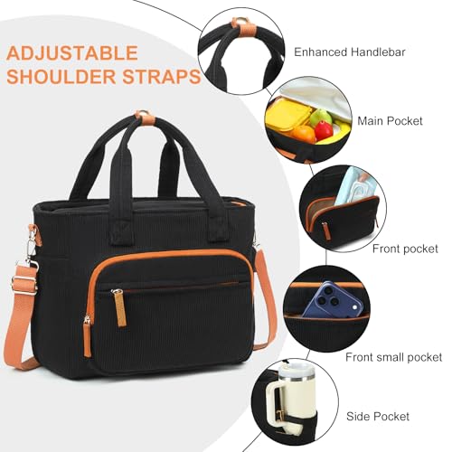 Insulated Lunch Box for Work with Cup Holder (Black Brown / 13L)