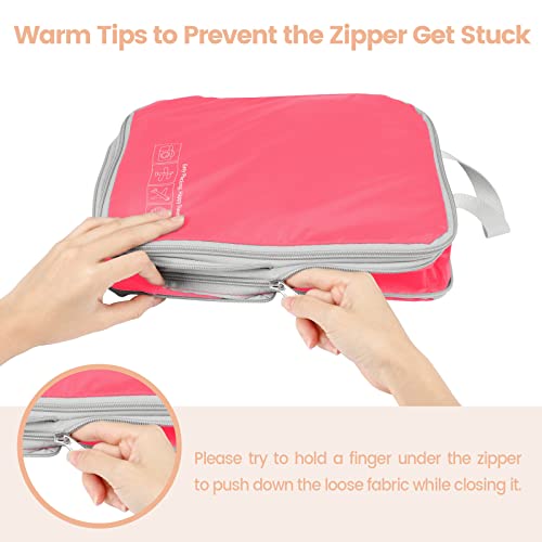 Compression Packing Cubes for Travel (01 Watermelon Pink / 4-Piece Set)