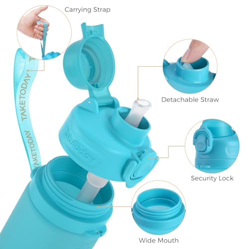 Collapsible Water Bottles with Straw for Travel (Ocean Breeze)
