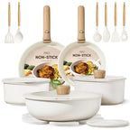 Pots and Pans Set Non Stick (White / 21 Piece)