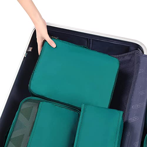 8 Set Packing Cubes Luggage Packing Organizers for Travel Accessories (Aqua Color / 8 Set)