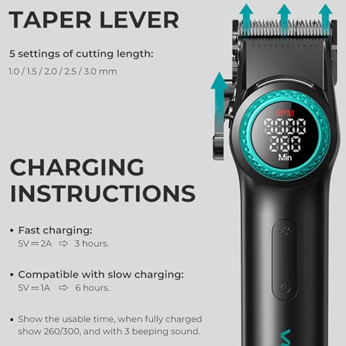 001 Professional Hair Clippers for Men with Charging Base (001 Single Black)