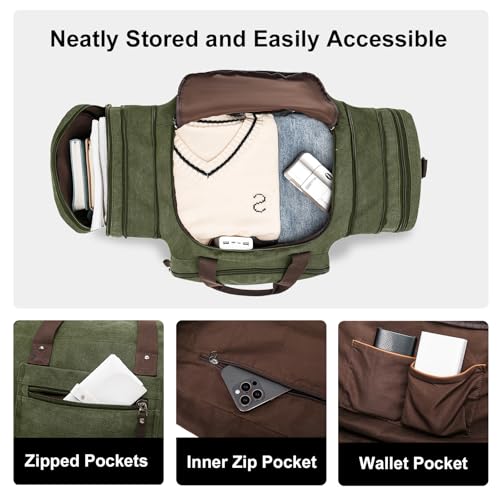 Large Canvas Duffle Bag for Travel (olive / 55L)