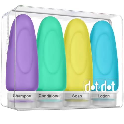 Leak Proof Travel Bottles (4pc 3 oz - Violet/Green/Yellow/Blue)