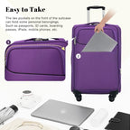 4 Piece Expandable Luggage Set (Softside Luggage(22/26/30) / Purple+18IN)