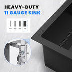25 Inch Drop In Kitchen Sink (L 25"×W 18"×H 9" / Black)