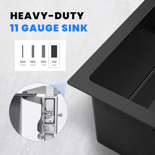 25 Inch Drop In Kitchen Sink (L 25"×W 18"×H 9" / Black)