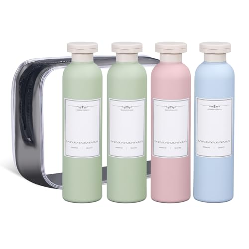 Plastic Leak Proof Travel Bottles for Toiletries (Blue+Pink+Green / 8.8 oz)