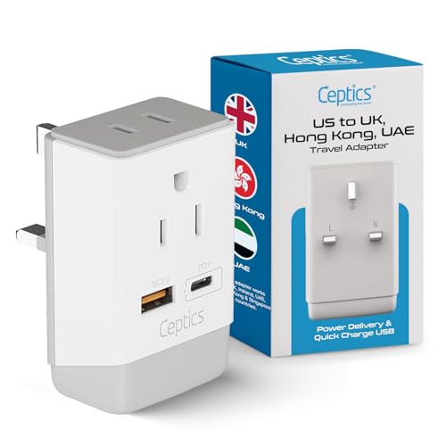 UK Ireland Hong Kong Plug Adapter (white gray)