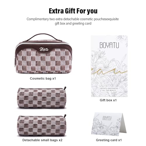 Travel Makeup Bag Cosmetic Bags for Women (D-3-Brown)
