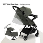 Lithe V2 Lightweight Travel Stroller Snack Tray Included (Forest)