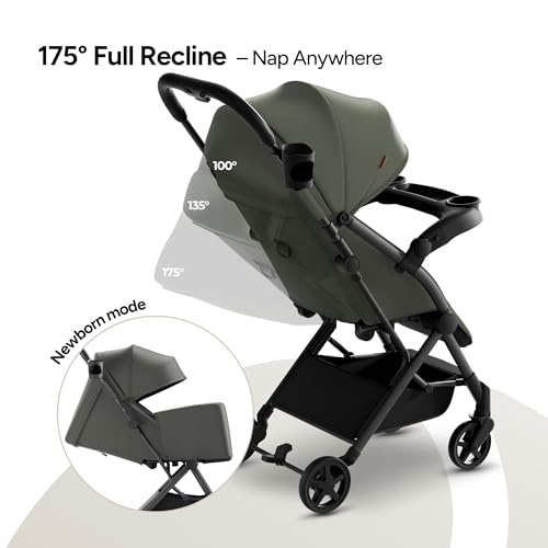 Lithe V2 Lightweight Travel Stroller Snack Tray Included (Forest)