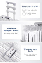 Zipperless Suitcase with Aluminum Frame (Silver / Checked in 24inch)