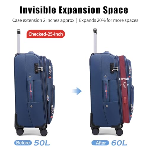 Softside Expandable Luggage with 4 Spinner Wheels (Blue / 25-Inch)