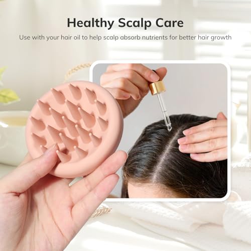 Silicone Scalp Massager Shampoo Brush (Pink)