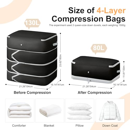Comforter Storage Bag (Black / XL-2 Pack - 4-Layer)