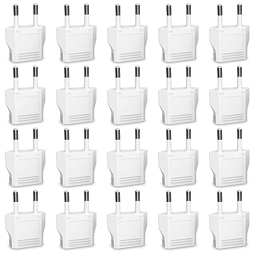 20 Pack European Plug Adapter (20 Pack White)