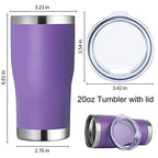 20oz Tumbler with Lid Stainless Steel Tumblers Bulk (Purple / 8 count)