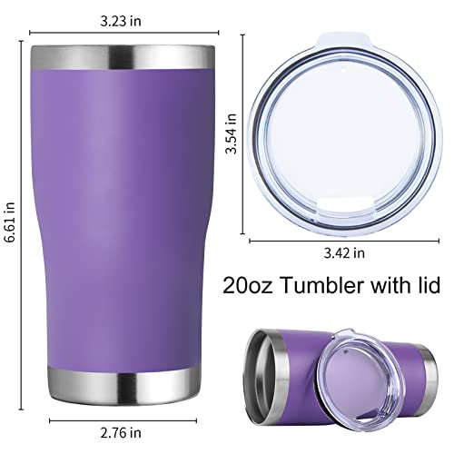 20oz Tumbler with Lid Stainless Steel Tumblers Bulk (Purple / 8 count)