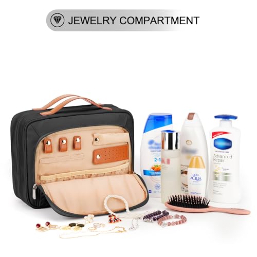 Travel Hanging Toiletry Bag for Women (Black / Medium)